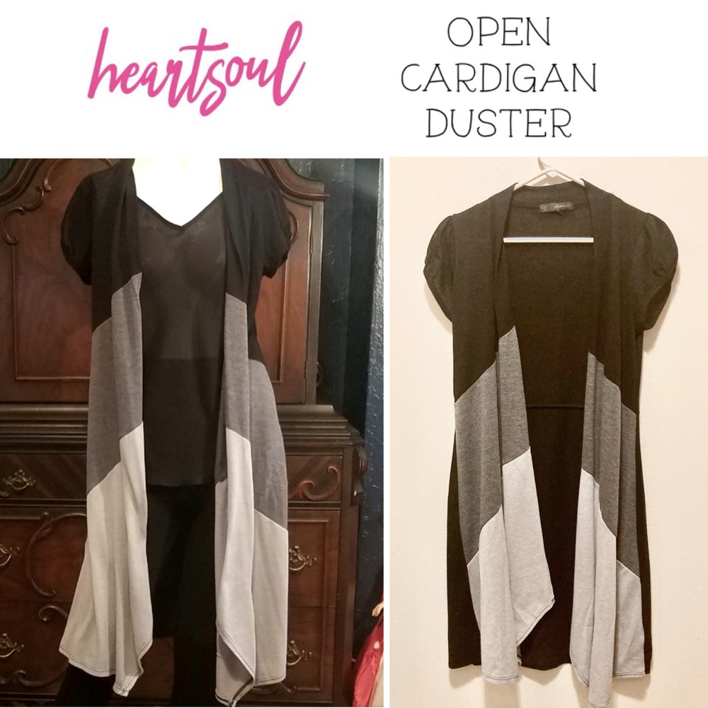 Heart Soul Color Block Open Full Length Cardigan